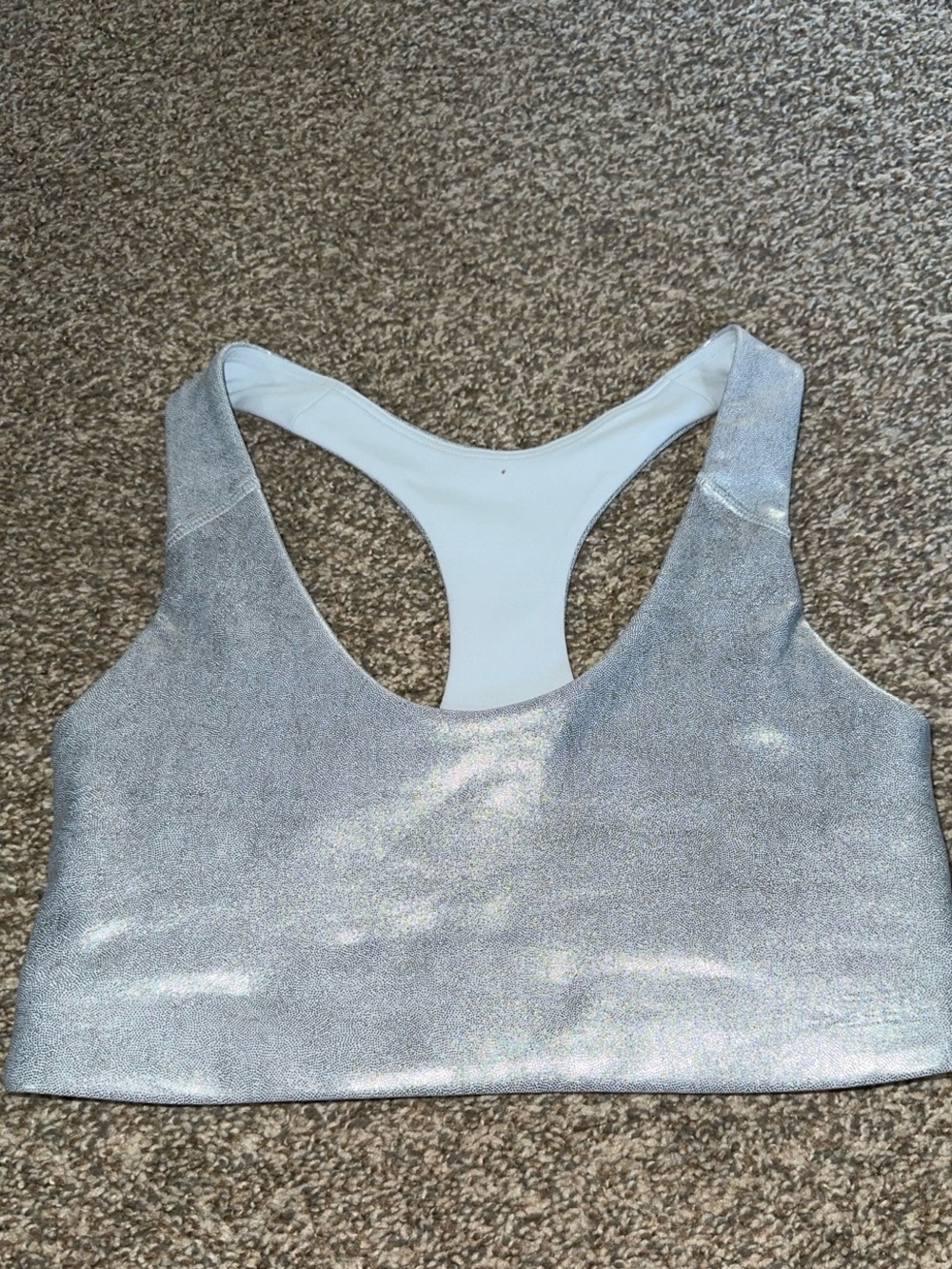 Old Navy Shimmer Scoop Sports Bralette in Silver size small - Picture 4 of 4